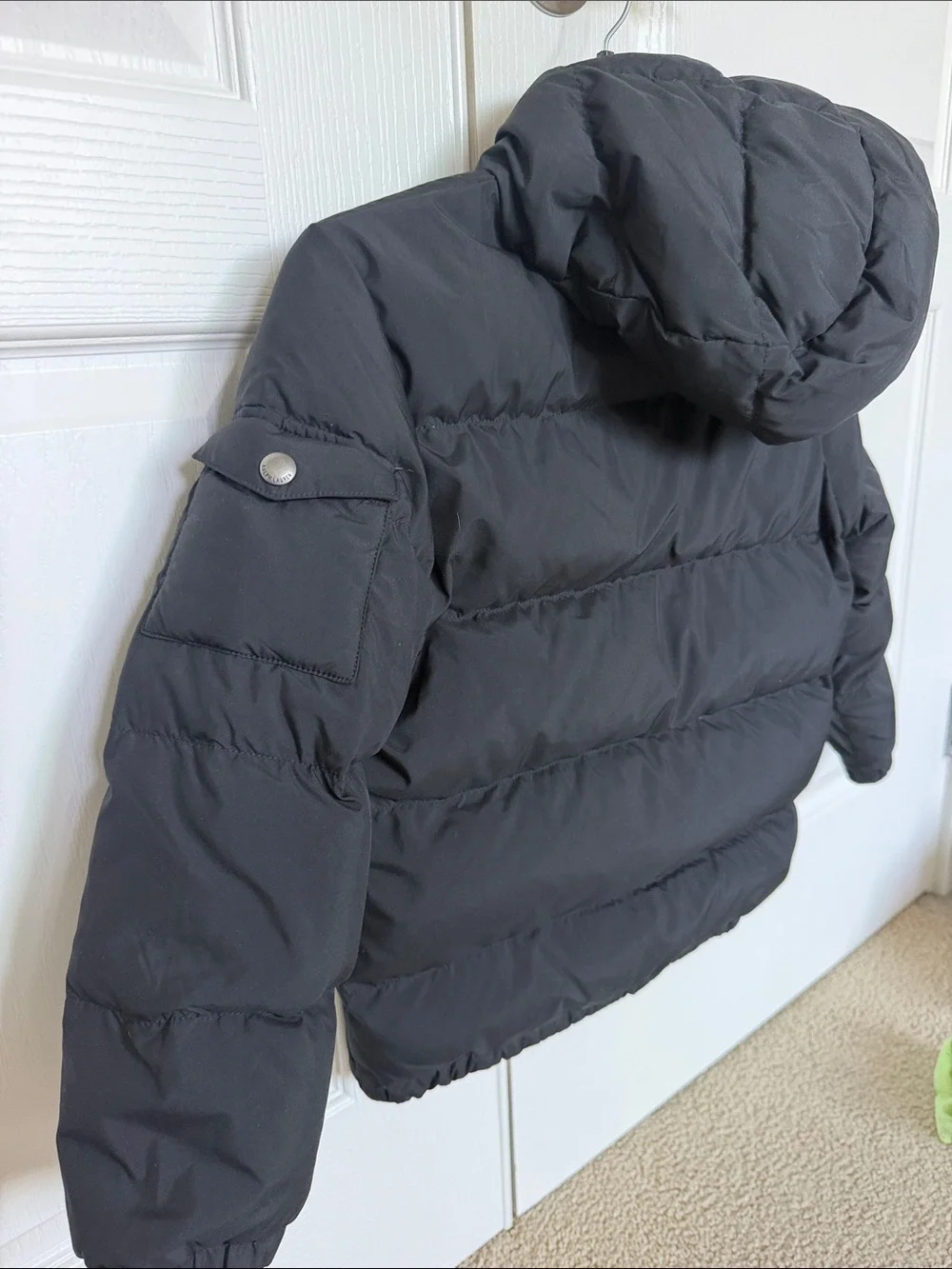 Ralph Lauren Black Puffer Jacket with Blue Polo Logo